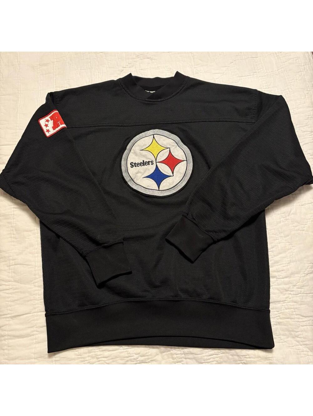 Lee Sport 90s Pittsburgh Steelers Black Crewneck Pullover Sweatshirt Y2K NFL